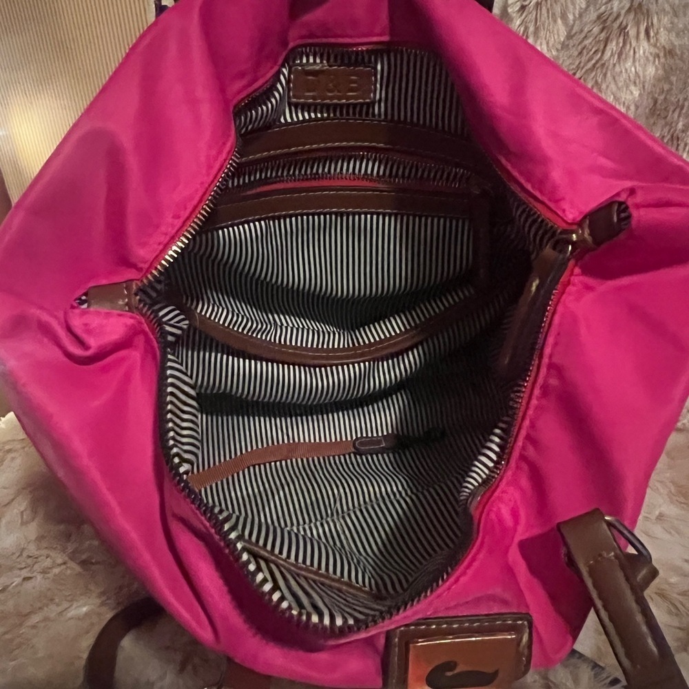 Dooney & Bourke Fuchsia Tote with Chocolate Straps - Picture 3 of 6